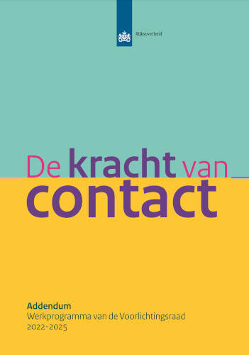 Omslag van het Addendum bij het meerjarenwerkprogramma De kracht van contact