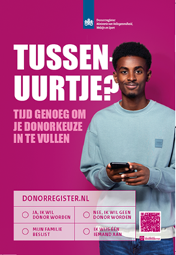 Out-of-home-poster: Tussenuurtje? Tijd genoeg om je donorkeuze in te vullen